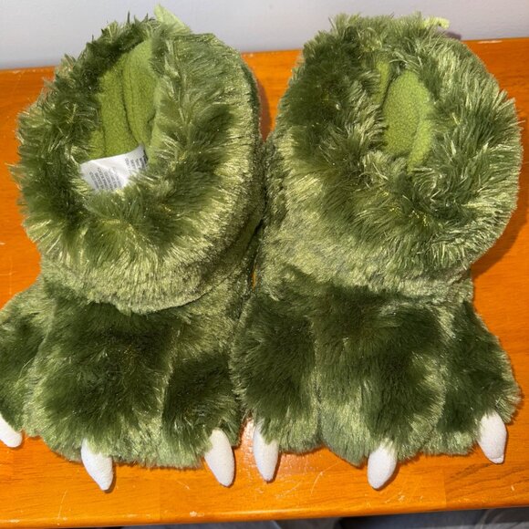 Green Monster Claw Slippers Kids Small Plush Furry Costume Feet By Lazy One - Picture 2 of 6